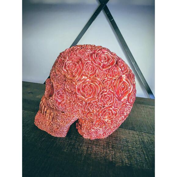 Blooming Skull Sunset Ombre Rose Floral Skull 3d Figure - Picture 2 of 5